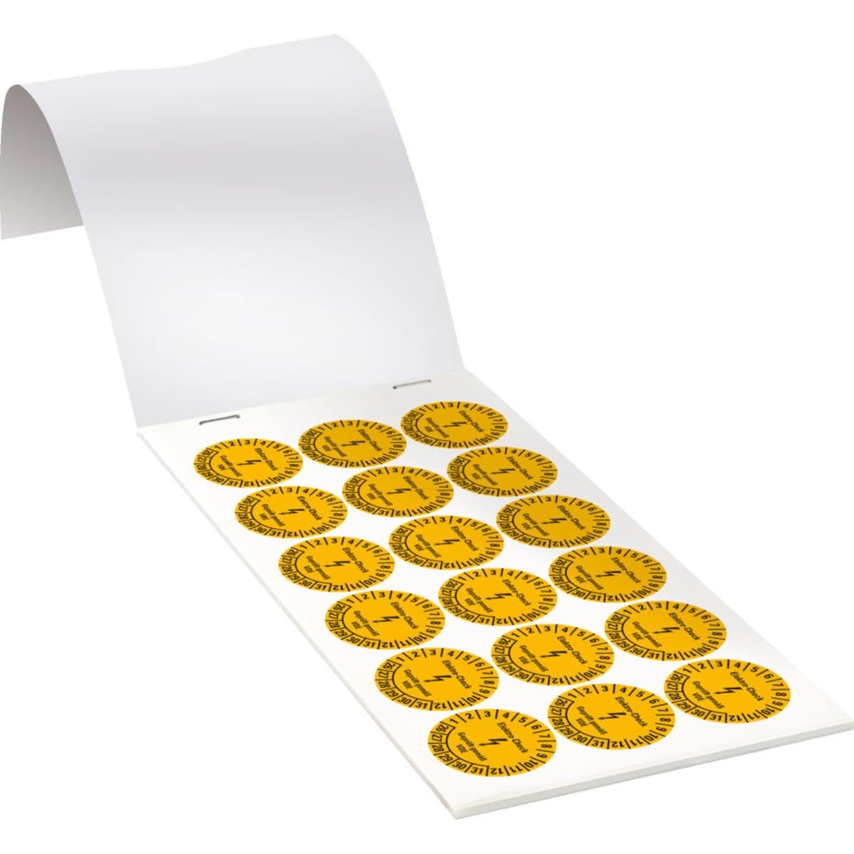 Prüfplakette Elektro-Check, VDE, 26-31, Gelb, Dokumentenfolie, Ø30mm, 108/Heft