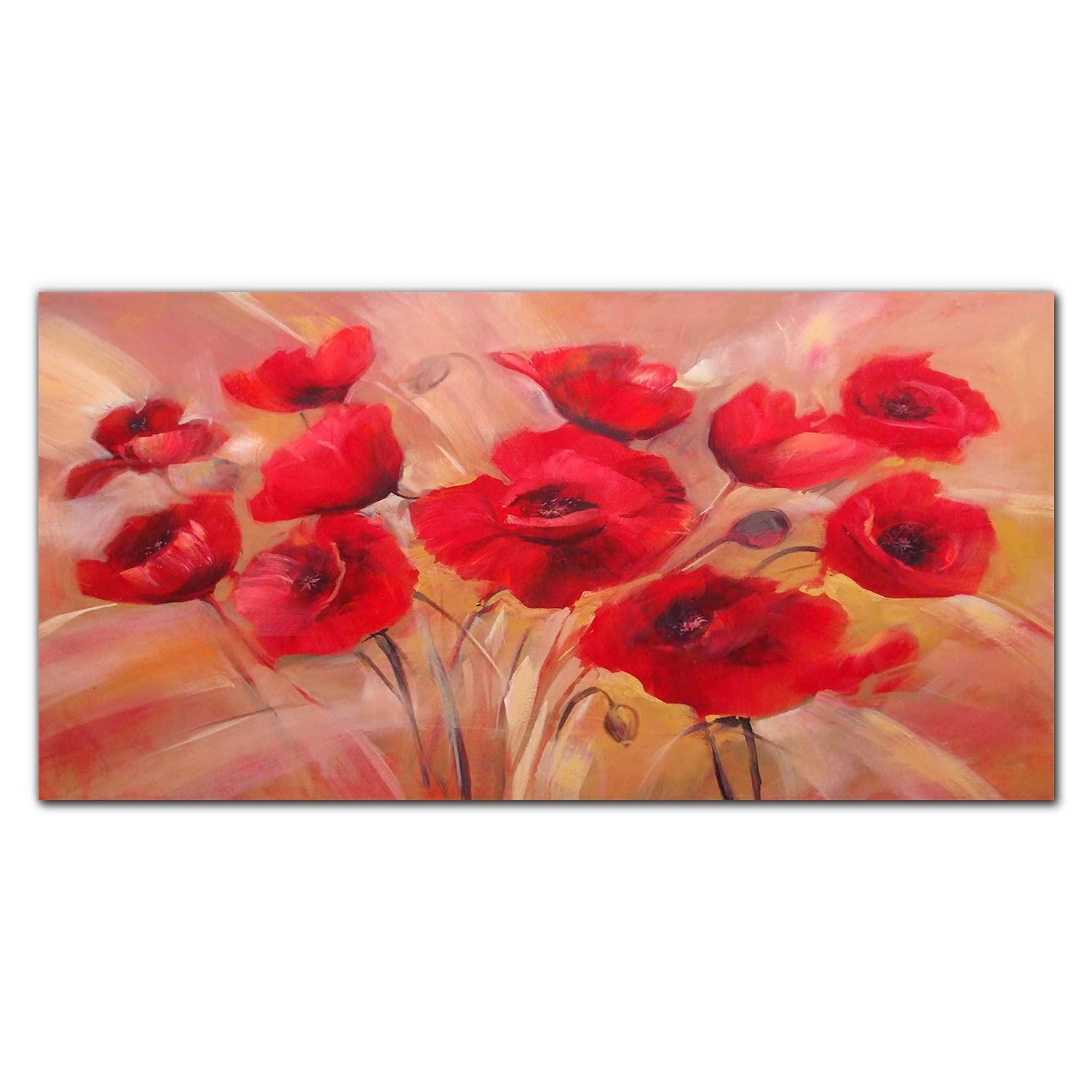 Coquelicots rouges illuminent votre cuisine : dosseret en verre adhésif 140x70cm