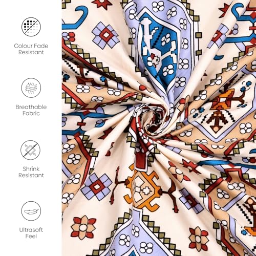 Image of Rivermoor 200 TC Ultrasoft Bedsheet for Single Bed | Bedsheet with 1 Pillow Cover | Multi Color Geometric Pattern | 58 x 88 Inches | Breathable & Wrinkle Resistant