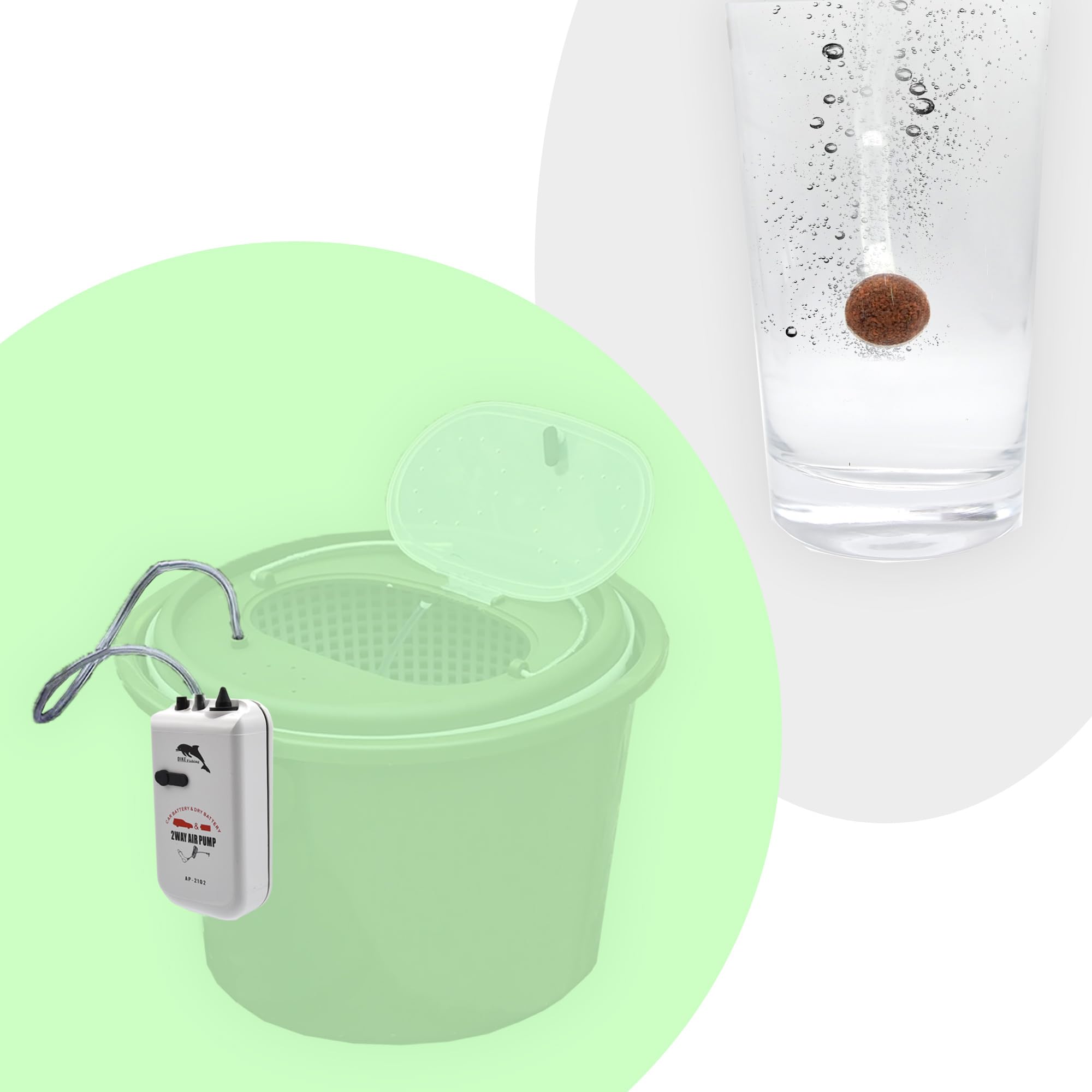 Namaka® Ossigenatore da Pesca 2WAY AIR PUMP - Doppia Alimentazione Auto/Batterie - Silenzioso e Potente - Ideale per Esche Vive in Movimento
