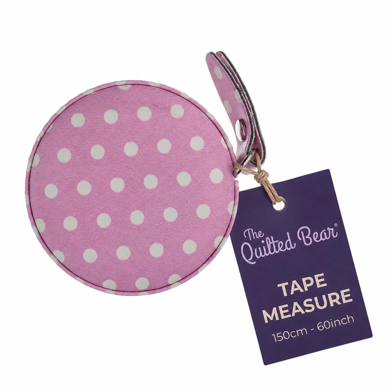 The Quilted Bear Retractable Fabric Tape Measure 150cm/60", Pink Polka Dots