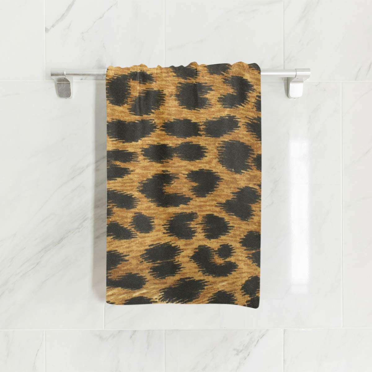 Naanle Leopard Print Pattern Animal Skin Texture Soft Bath Towel Absorbent Hand Towels Multipurpose for Bathroom Hotel Gym and Spa 30