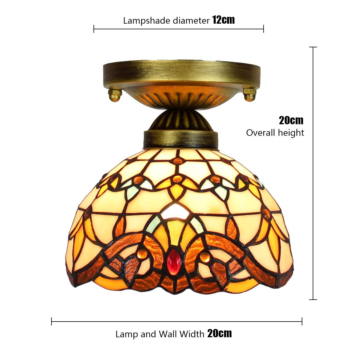 Illuminazione da soffitto con vetri Tiffany da 20,3 cm per corridoio, balcone, luce gialla piccola