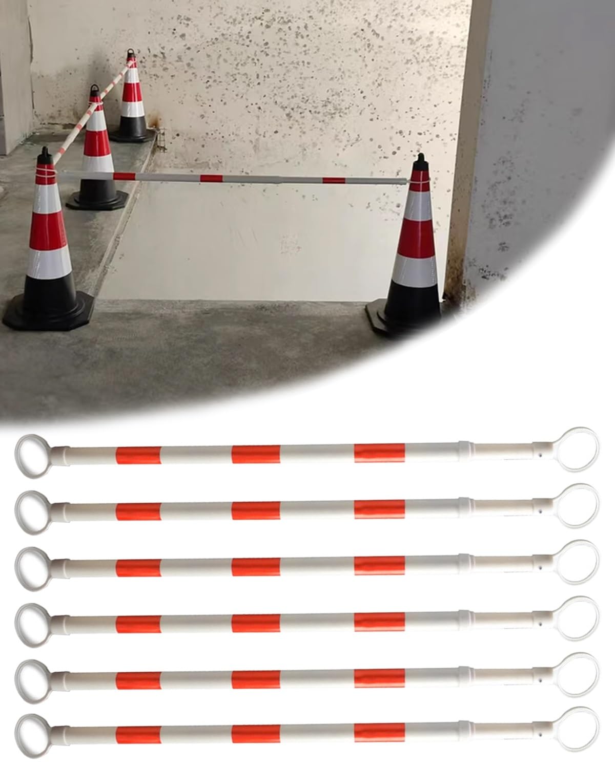 GDMDPTE Traffic Barricade Expandable Reflective Barrier Cone Bar Connectors for Parking Road Construction, Temporary Use