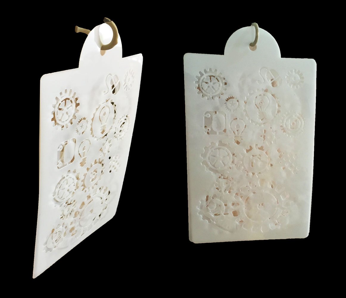 Hyamass 3pcs Gear Pattern Rectangle Shape Hollow Out Painting Stencils Drawing Templates with Handle - Image 5