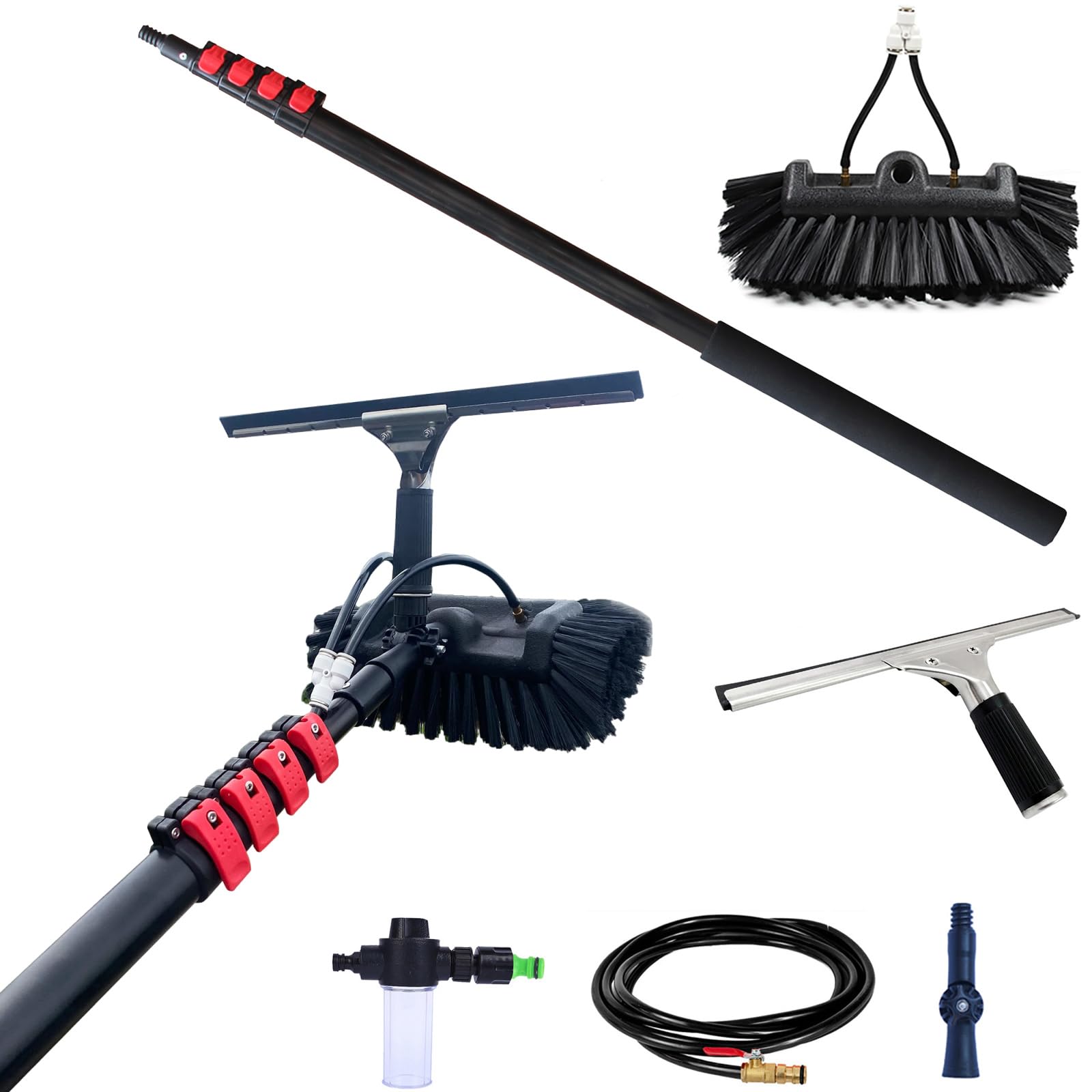 Telescopico Acqua Fed Auto & Finestra Lavaggio Spazzola Set Con 2x - Foto 7