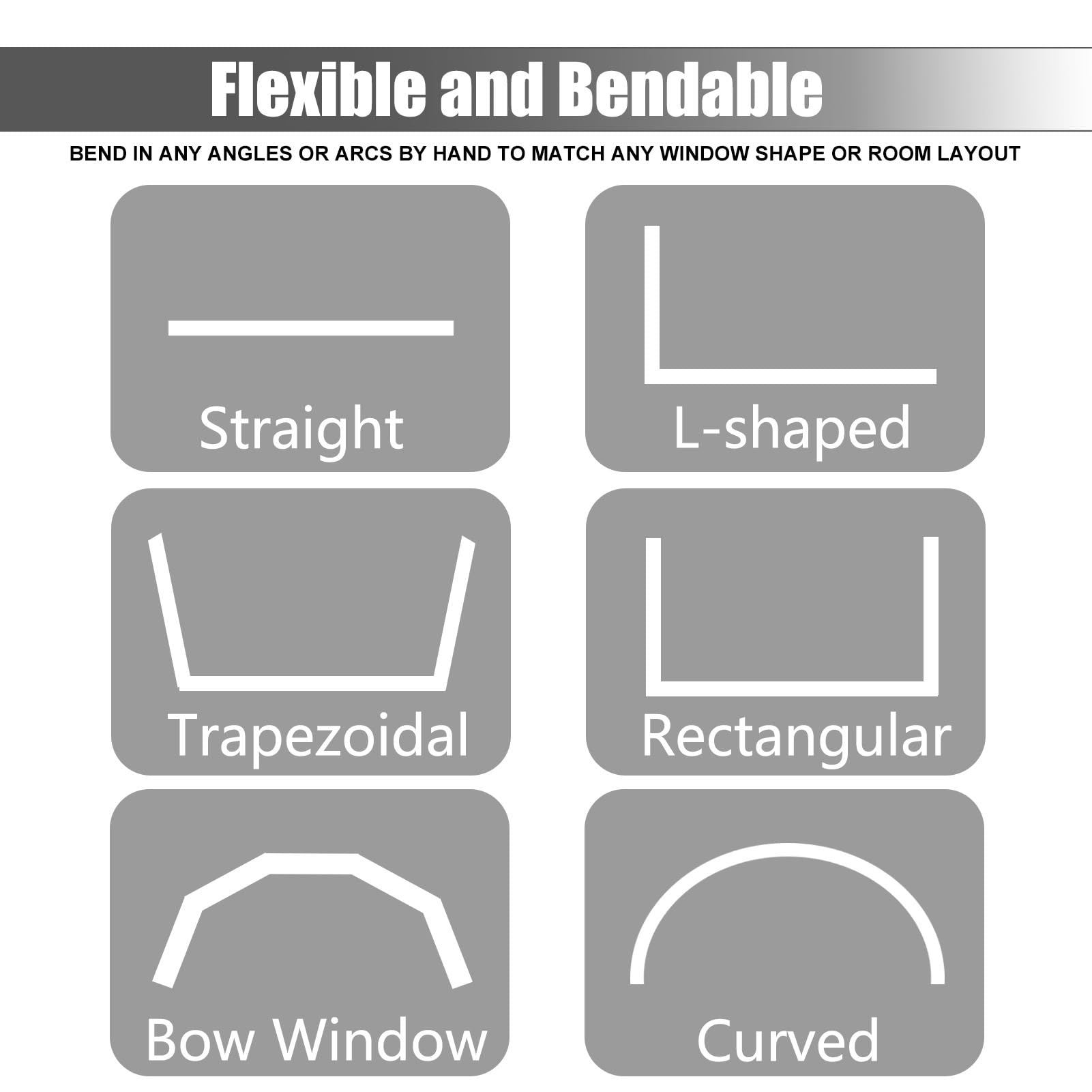 Binario flessibile da soffitto pieghevole da incasso per letti a castello, 1,9 m, montaggio adiubile, perfetto per divisori e spazi creativi