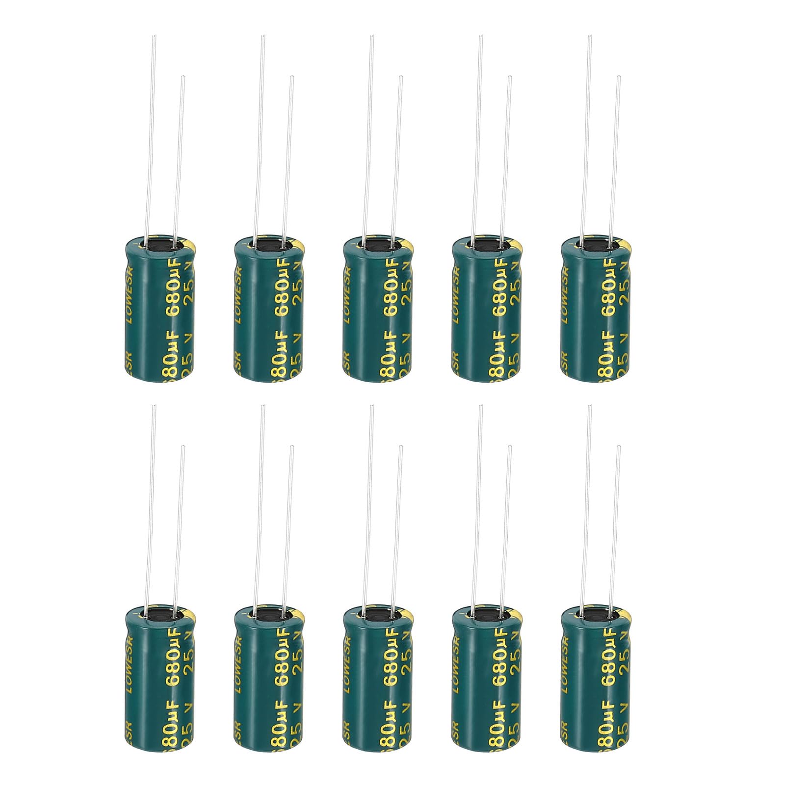 PATIKIL 25V 680uF Electrolytic Capacitors, 10Pcs 8x16mm Aluminum High Frequency Electrolytic Capacitors for TV, LCD Monitor, Refrigerator, Circuit Boards, Green