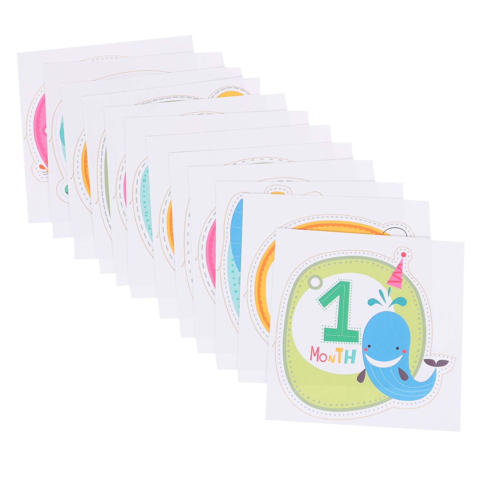 12pcs Baby Monthly Stickers Animal Milestone Decals for Newborn Girl Boys Stickers Infant Monthly Belly Hat Clothes Photography Decorations 10CM