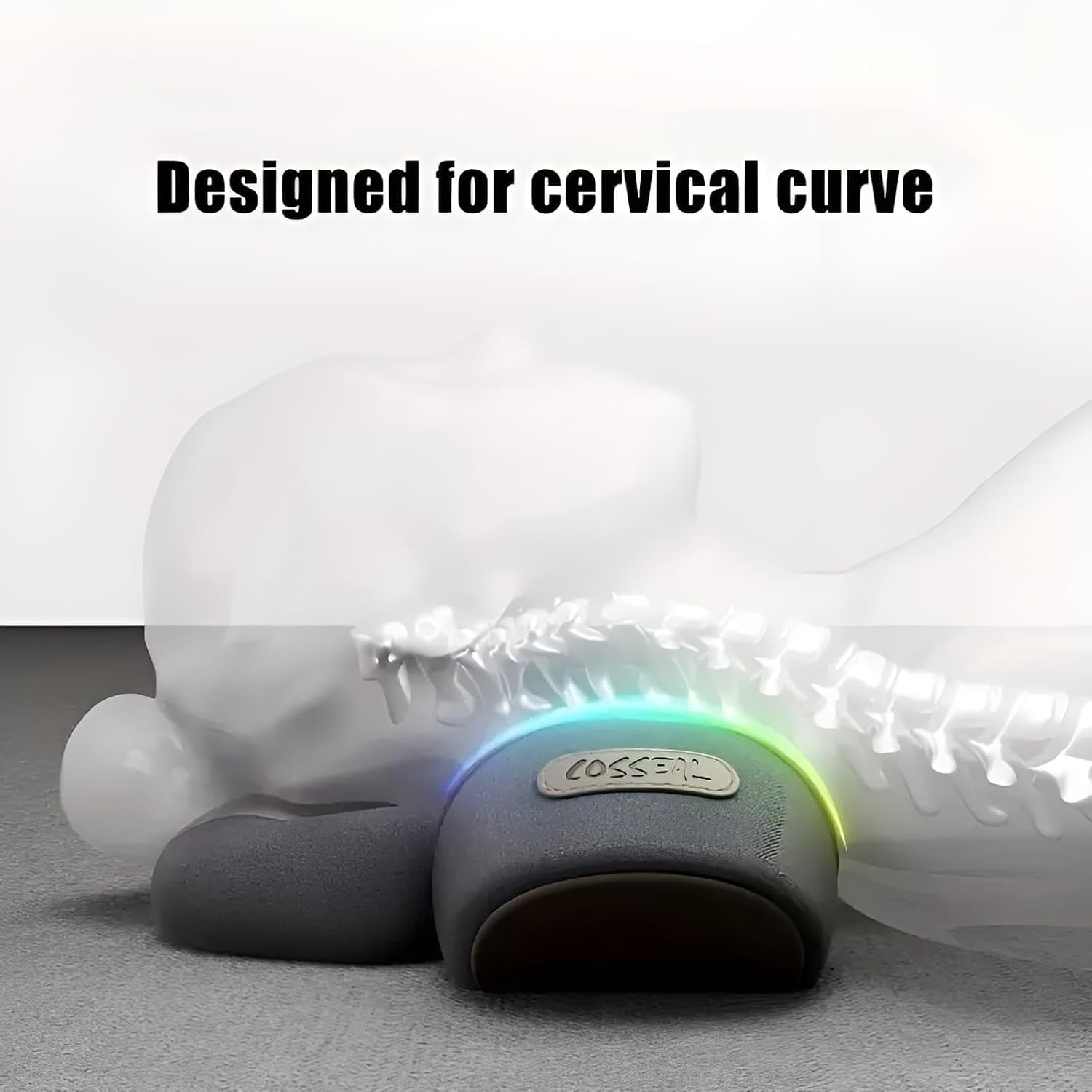Cervicalm Spinea, Masseur Cervical 3 en 1 avec Chauffage, Vibration, Design Ergonomique - Intensité réglable pour Soulagement Efficace Douleurs Musculaires Profondes (Gris)