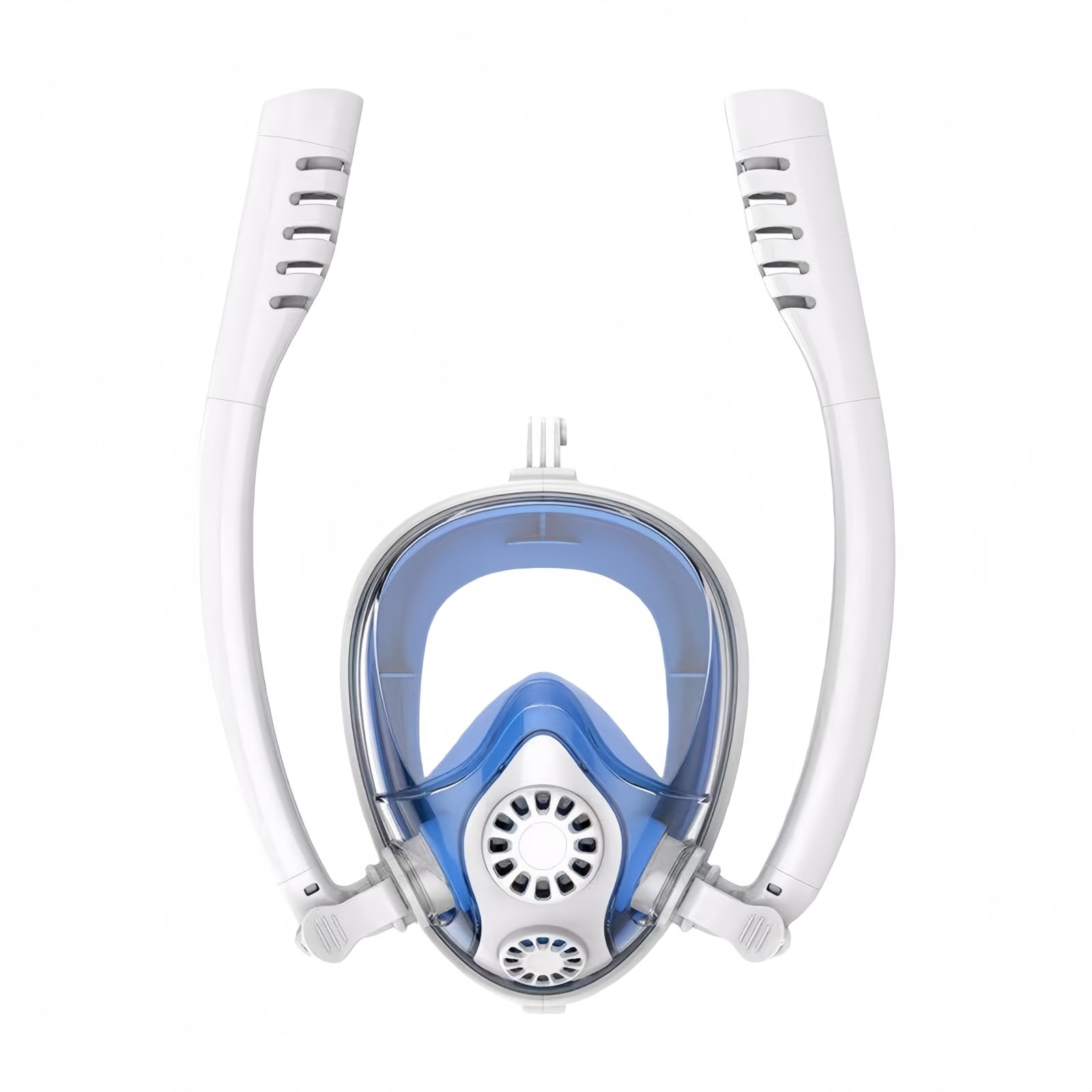 Maschera subacquea per adulti e bambini, maschera subacquea, maschera completa con boccaglio, set da snorkeling per adulti (K2, stile adulto (bianco/blu, L/XL))