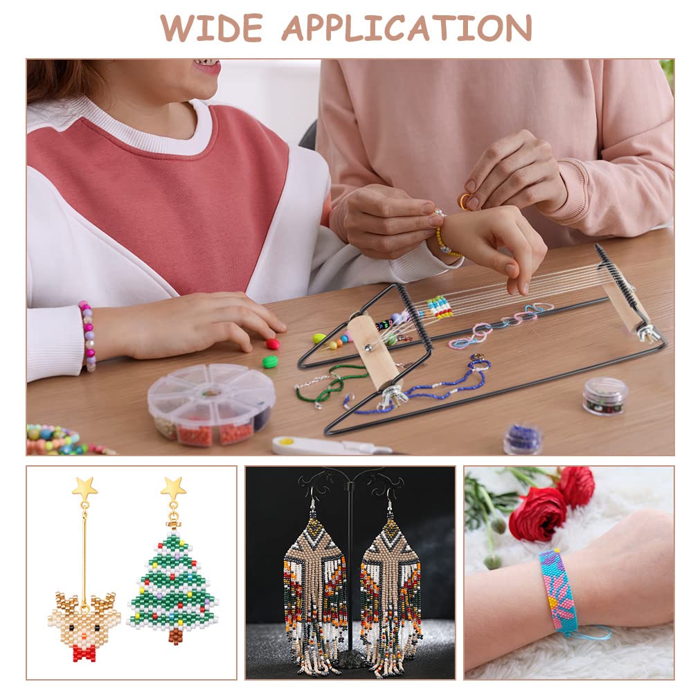 NBEADS Kit Telaio per Perline in Metallo, Comprese Le Perle di Vetro, Filo Elastico, Aghi per Perline, Ornamento per Vassoio di Diamanti in Plastica con Perline per Gioielli Che Fanno Braccialetti
