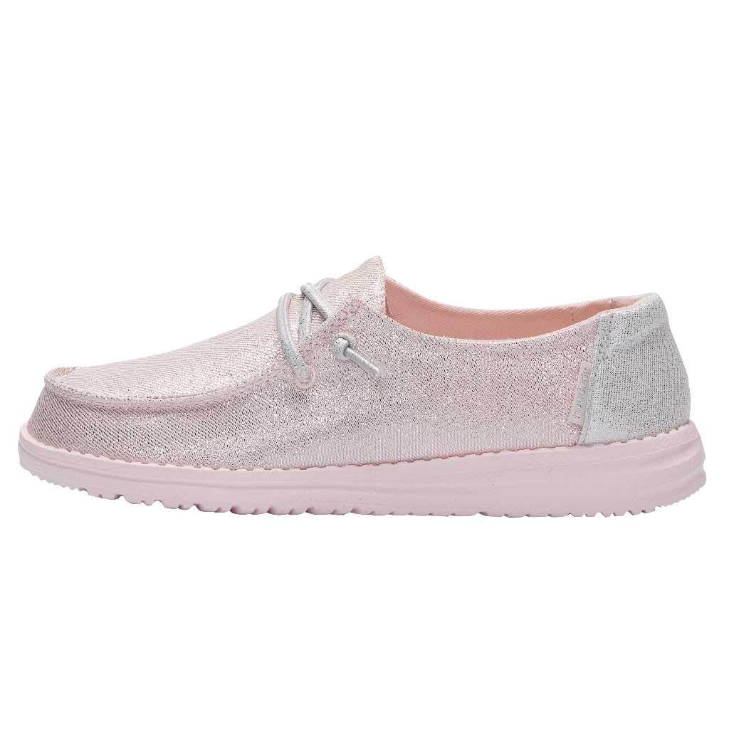 Hey Dude Girls Wendy Youth MOC Toe Shoes, Sparkling Pink, 4 AU