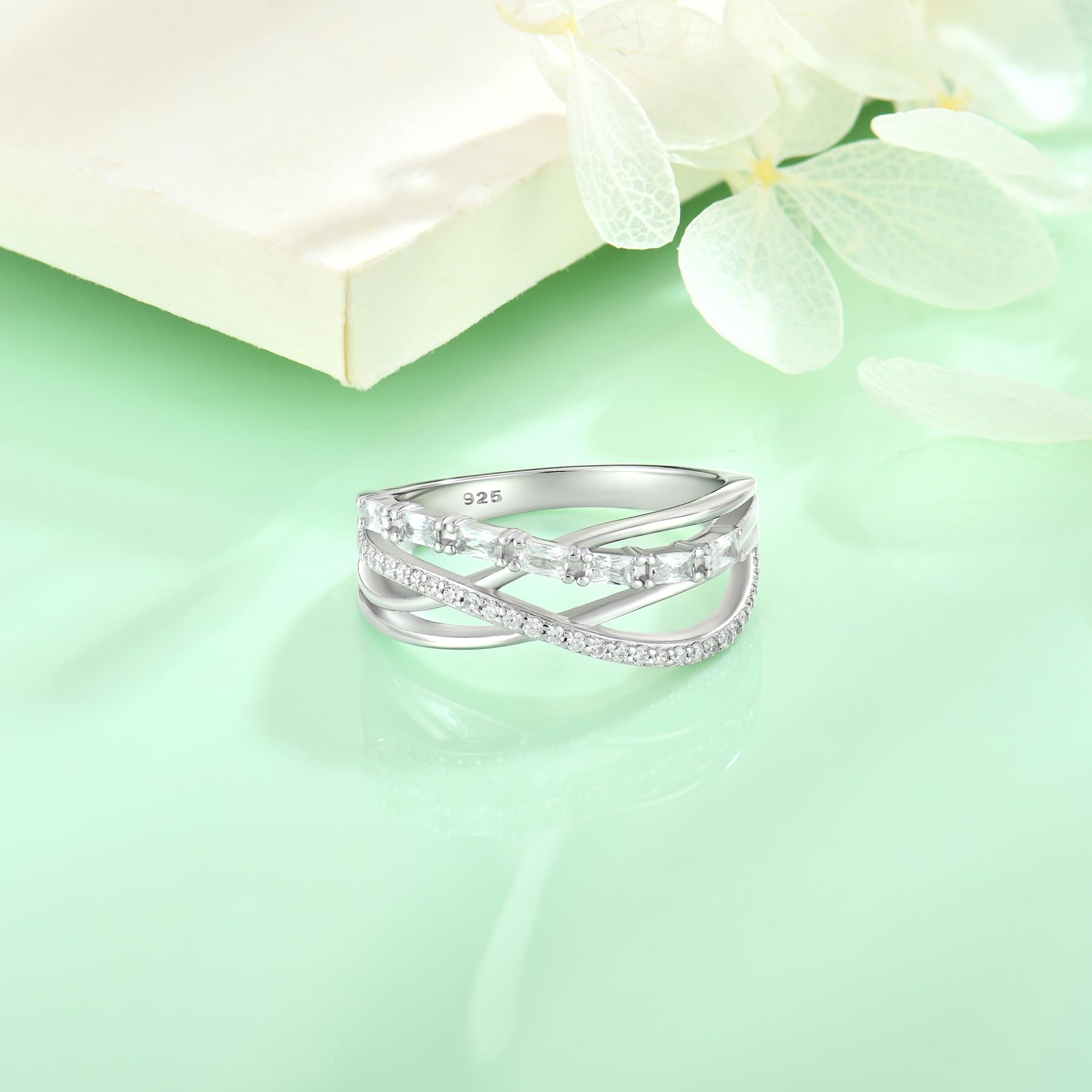 Starchenie Damen Ringe 925 Sterling Silber 5A Zirkonia Unendlichkeit Promise gekreuzte Jubiläum Liebesknoten Ring