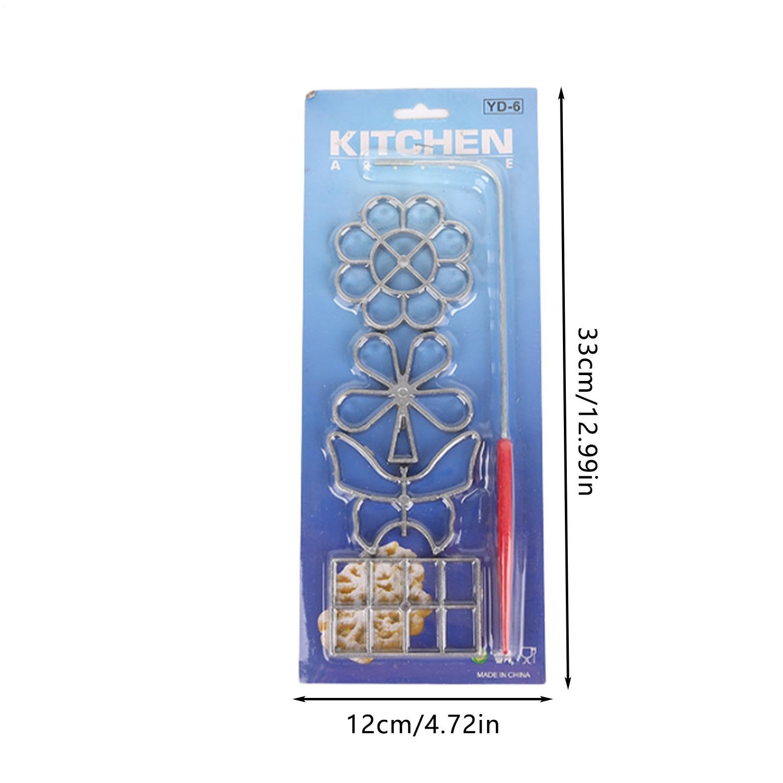 Set di 4 da forno staccabili con manico, kit di utensili da cucina in metallo, per fritti con impugnatura resistente al calore, set di per rosette per uso domestico per waffle