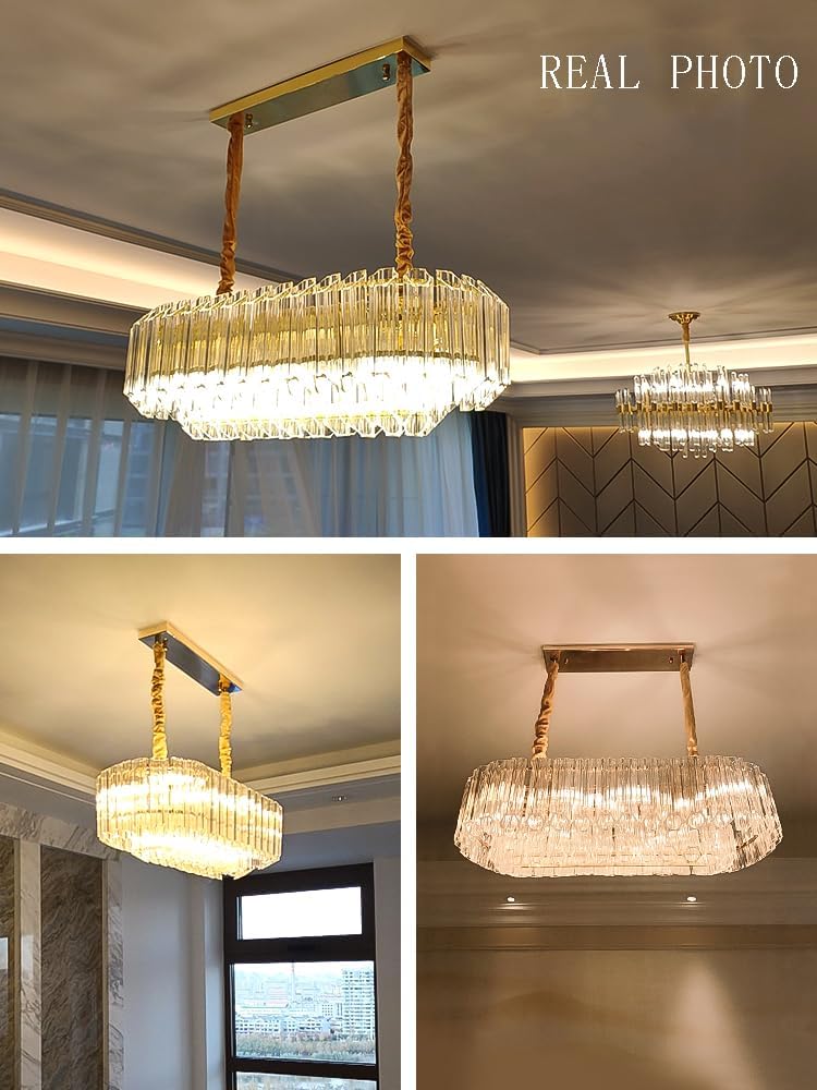 Long Oval Luxury Glass Crystal Chandelier Lighting Home Decoration Big Classic Hanging Lamps for Living Room,for Decoration