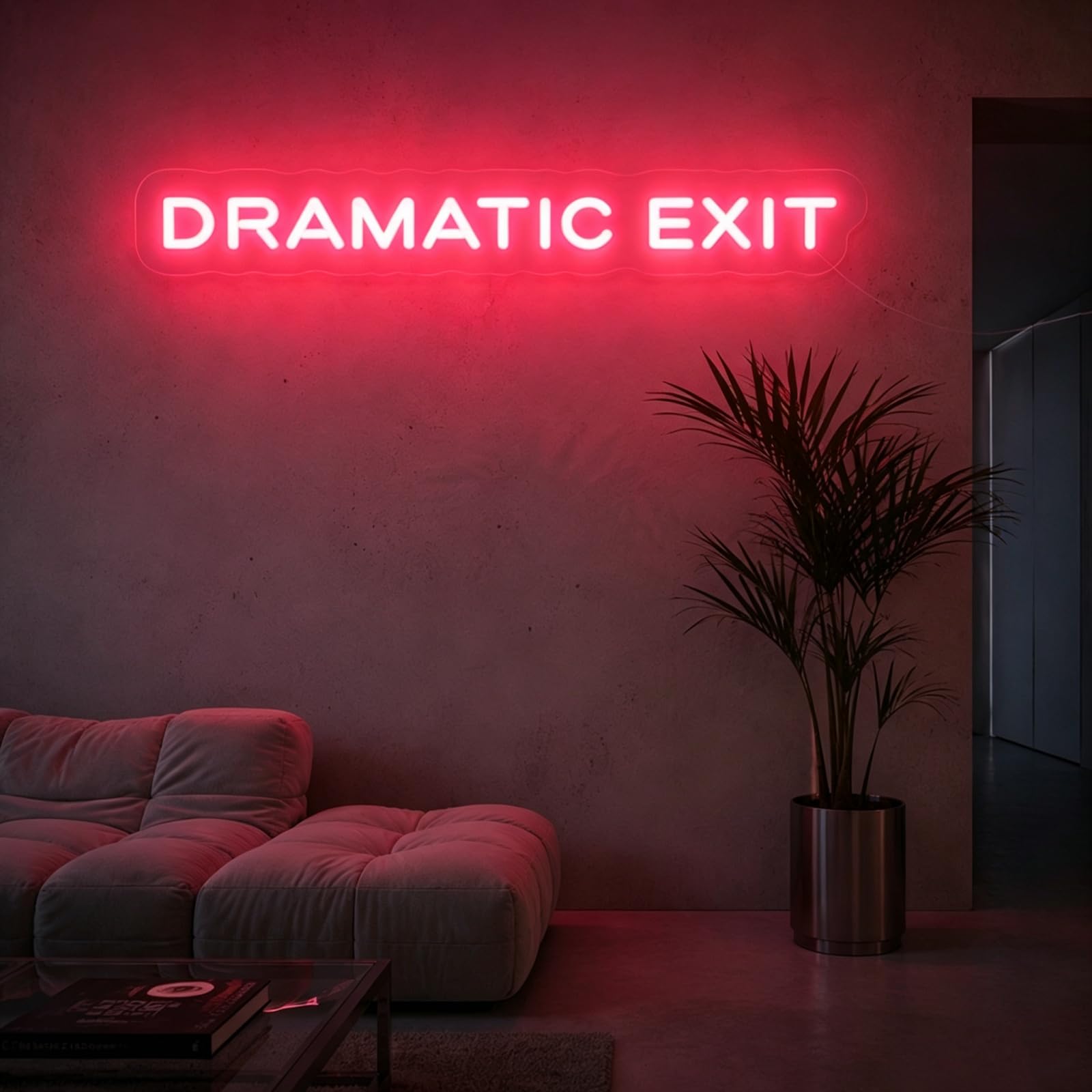 DAKABUKA Dramatic Exit Neon Sign Red LED Neon Light Sign for Wall Decor USB Powered Aesthetic Neon Sign for Bedroom Living Room Bar Party Home Art Wall Decoration Gift(16.54"x2.4") — image 1