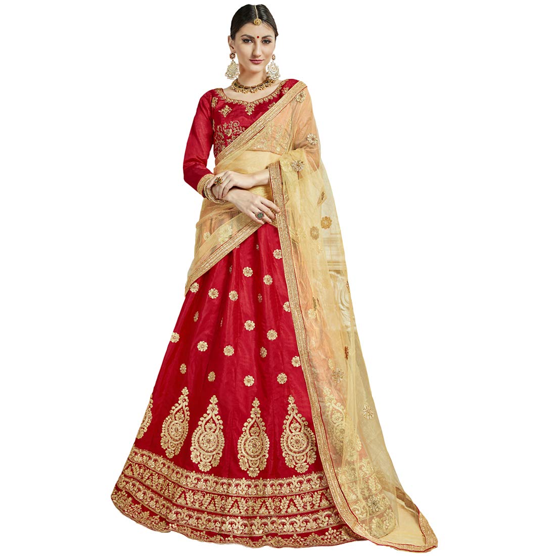 manvaa Women's Silk Readymade Lehenga Choli (Pngt229102_Red_Freesize)-picture-47