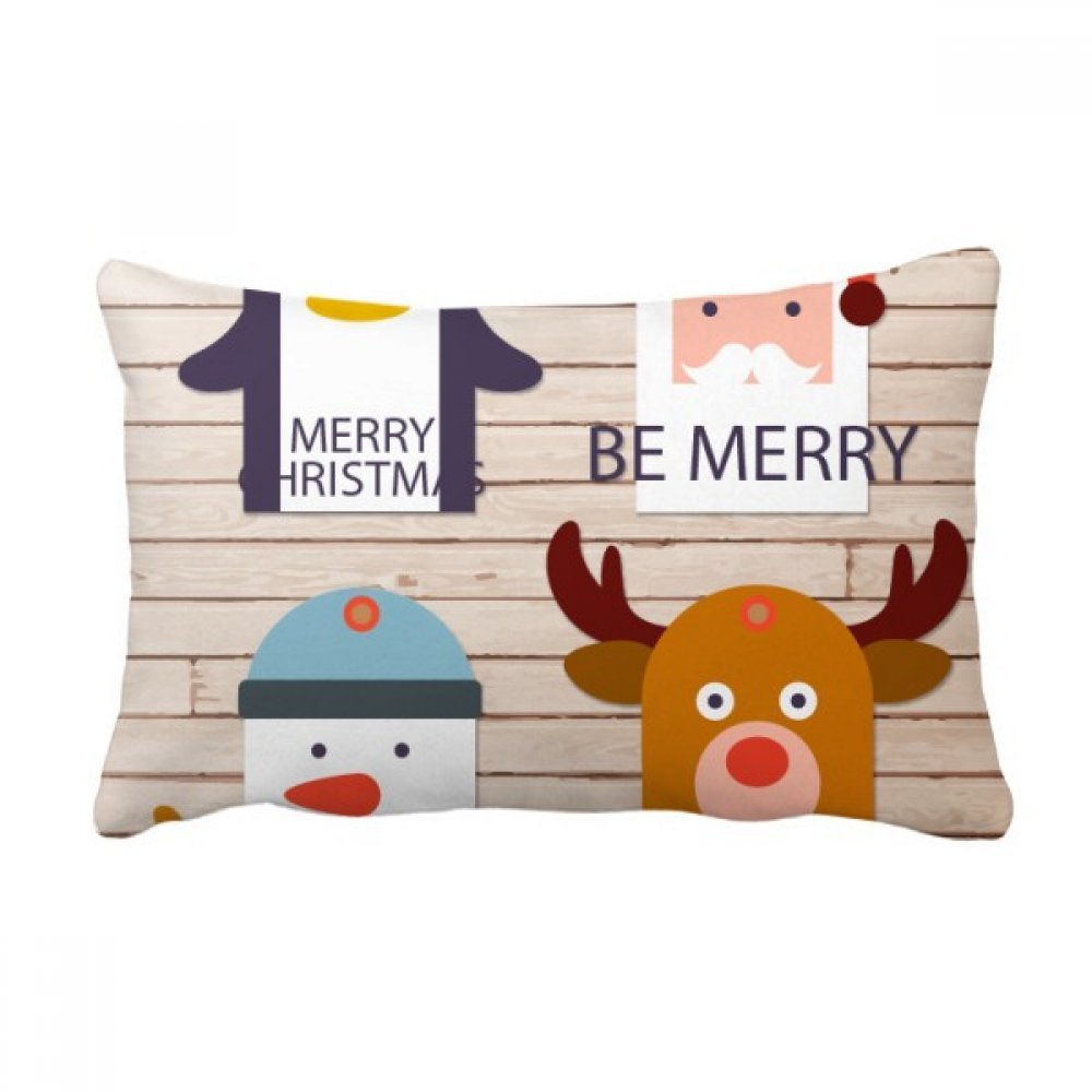 Coussin lombaire Joyeux Noël arbre renne multicolore 16x24 pouces décoratif pour canapé de salon