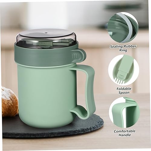 Miniatura 4 de STOBAZA Taza de sopa de 20 onzas para avena durante la noche, tarros de sopa para microondas con tapa y cuchara para desayuno y almuerzo portátiles,