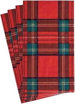 Caspari Royal Plaid Paper Guest Towel Napkins