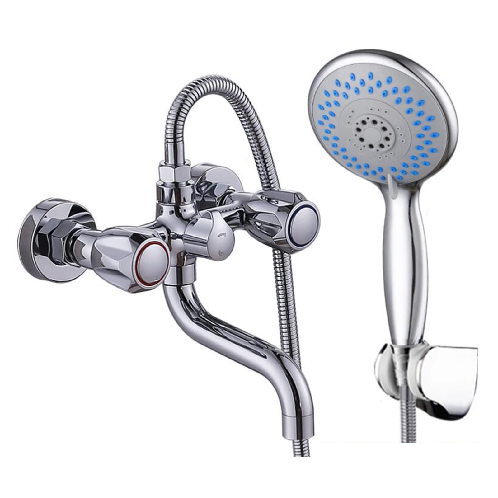 VDOQTLJT Bathtub Faucet with Shower Chrome Bathroom Hot and Cold Water Brass Faucet-F(F)