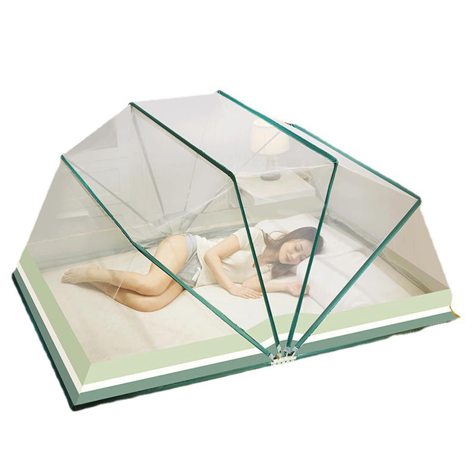 GJMSSMY Folding Mosquito Net,6 Brackets Sleeping Net Bed Canopy Bed Tents Easy to Store Tent for Travel No Installation Mosquito Net Convenient Breathable,E,100x190x95CM