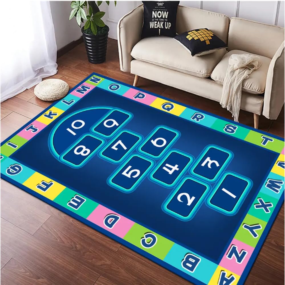 Zone Tapis Bande Dessinée Marelle Marelle Tapis pour Chambre Salon Chevet Tapis De Sol Décor Intérieur Disposition Canapé Coussin Tapis 100X160Cm