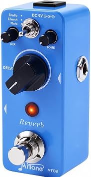 AITONE Guitar Reverb Pedal Mini Digital Metal Effect Pedal with 3 Modes Church Plate Studio 32 bit Audio True Bypass for Electric Guitar AT-02