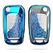 kwmobile Autoschlüssel Hülle kompatibel mit Opel Vauxhall 2-3-Tasten Klappschlüssel Autoschlüssel - TPU Schutzhülle Schlüsselhülle Cover Schneekugel Sterne Blau Metallic Blau