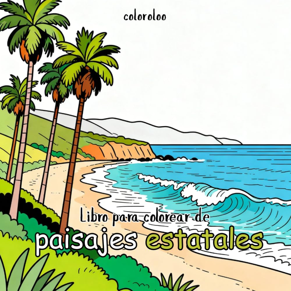 Libro para colorear de paisajes estatales: Escenas tranquilas de los estados para adultos y jóvenes | Paisajes naturales y urbanos fáciles y relajantes
