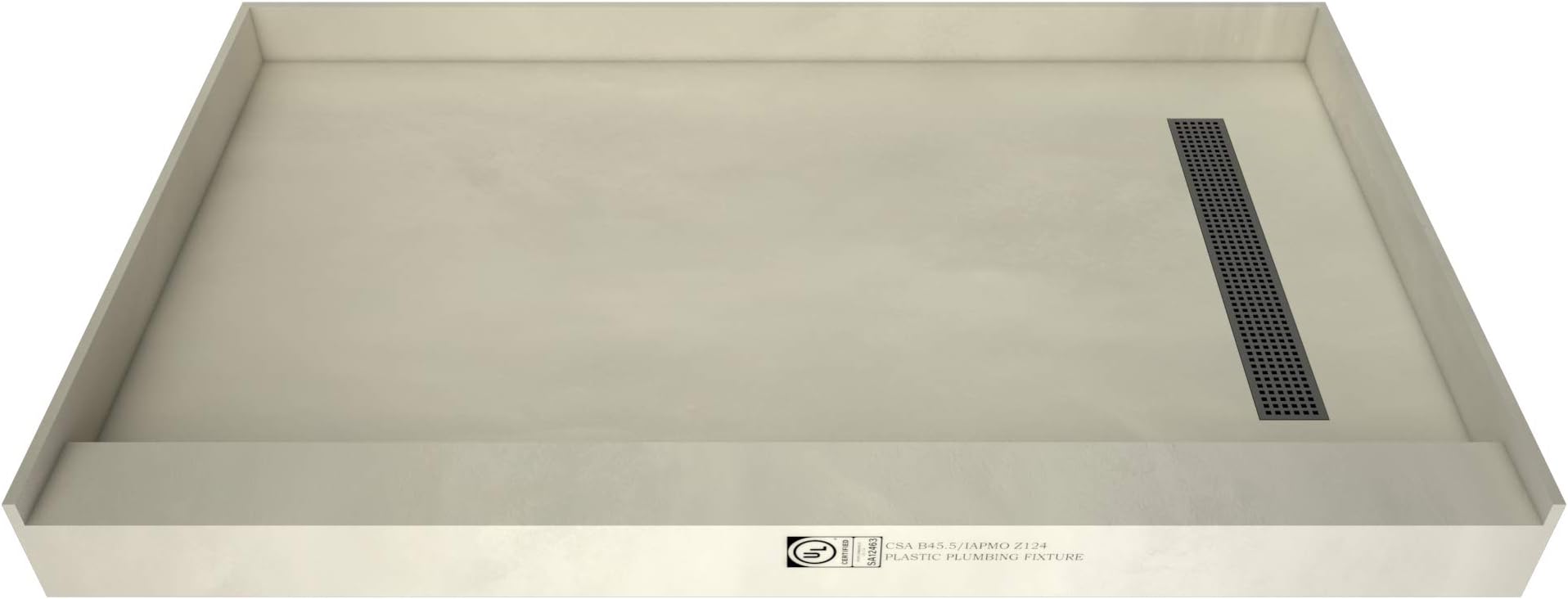 Tile Redi USA RT3460R-PVC-SQBN Redi Trench Shower Pan, 60" W x 34" D, Brushed Nickel