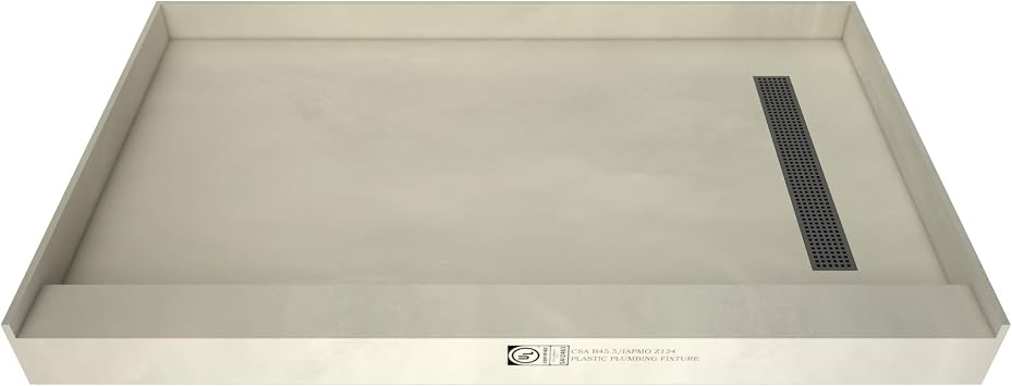 Tile Redi USA T3672R-SCDNBVZ Redi Trench Shower Pan, 72" W x 36" D, Brushed Nickel