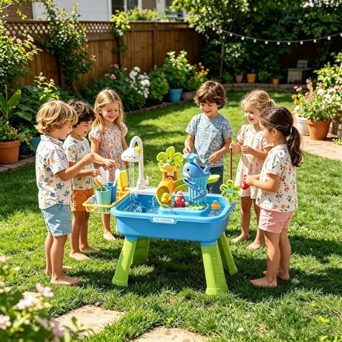 Table à eau et évier ludique avec jouets de plage pour extérieur et intérieur - 3