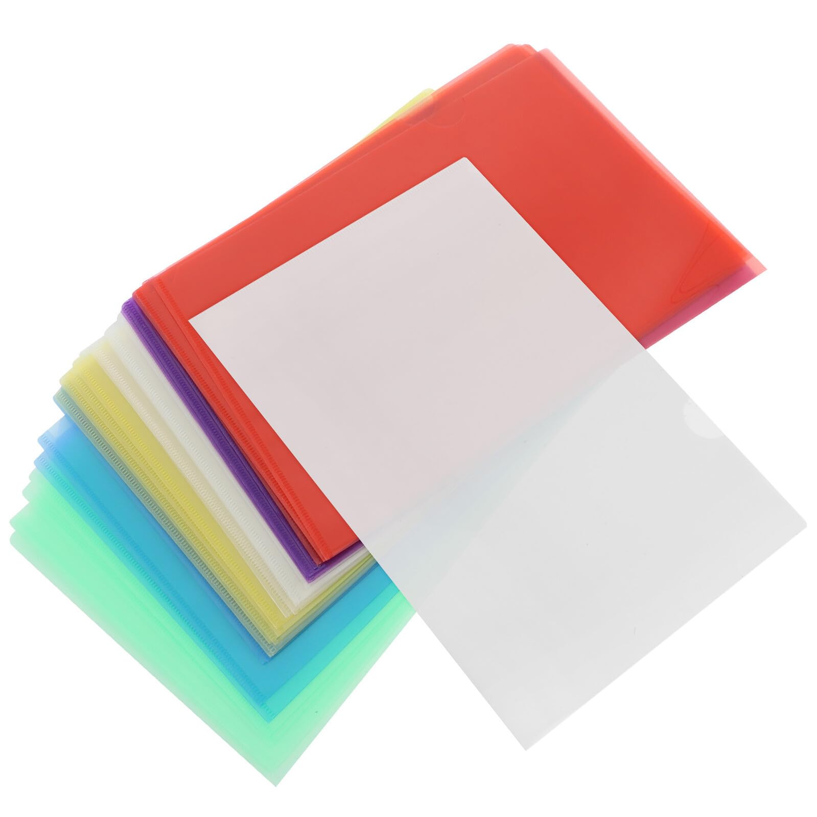 Cartelle Portadocumenti Trasparenti a Forma di l in Plastica Colorata Set da 24 Pezzi Tasche Resistenti All’Acqua Protezione per Fogli Formato A4 per Scuola e Ufficio