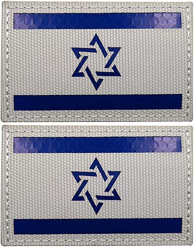 2 piezas de parche reflectante de bandera de Israel táctico militar IR moral, parches de bucle para coser insignias, apliques de cierre de hombro