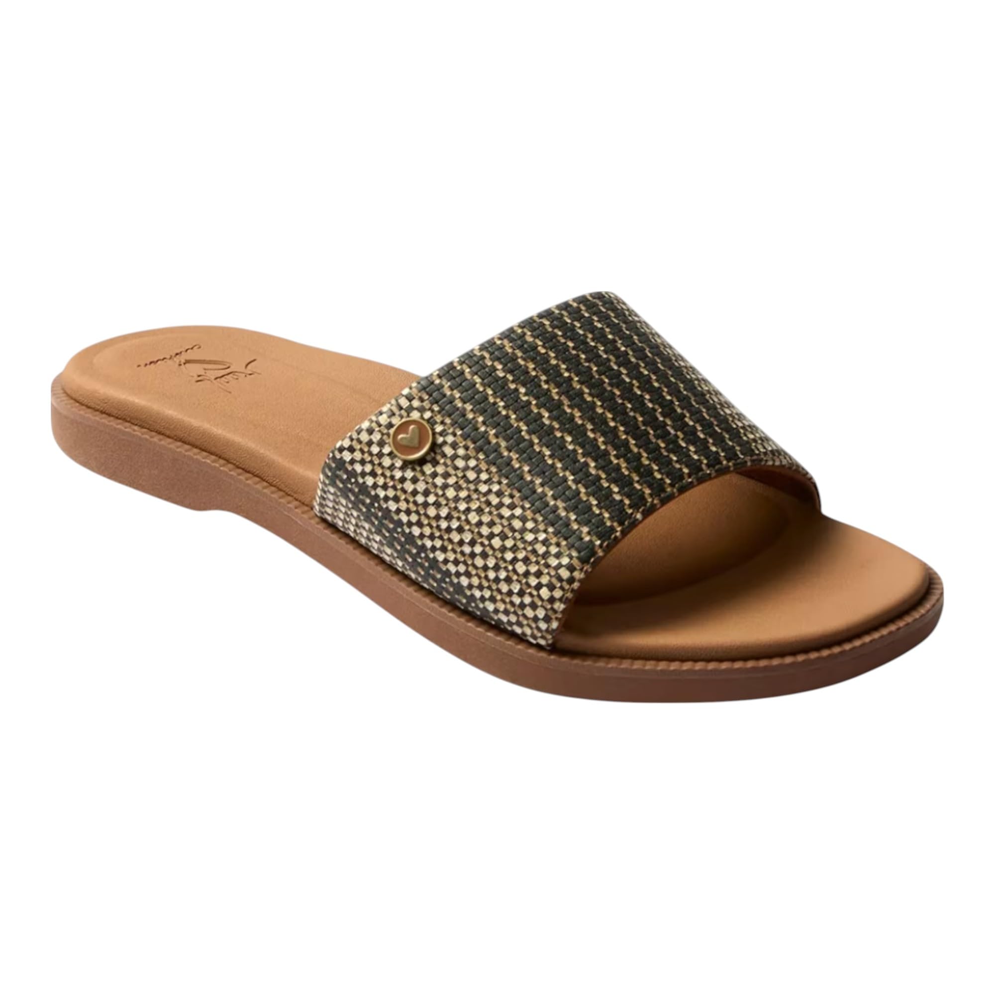 REEF Sunny Arrianah Women's Fashion Slide Sandal, Soft Molded Footbed, Arch Support (Printed Raffia Black, US Footwear Size System, Adult, Women, Numeric, Medium, 10)