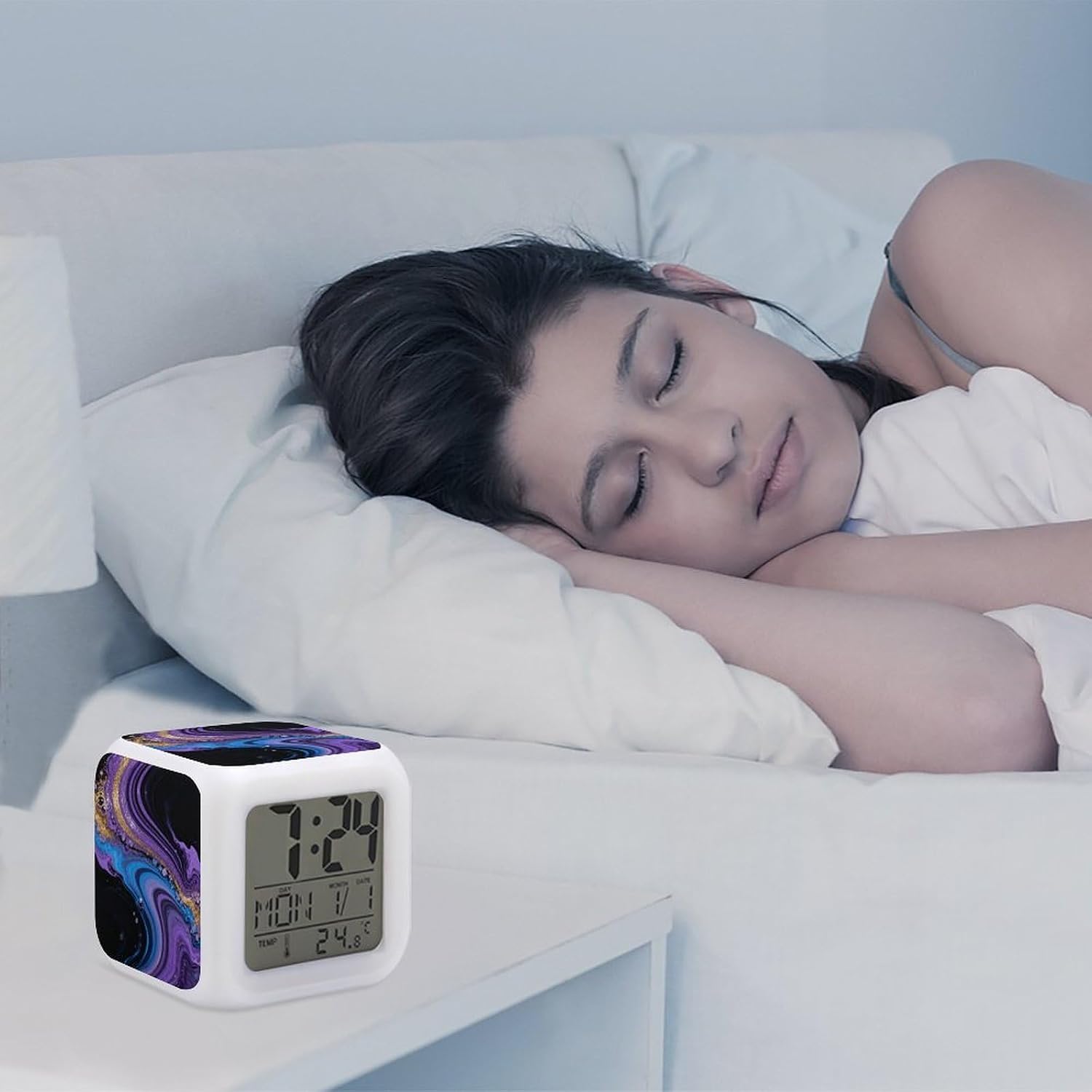 Colorful Fluid Art Digital Alarm Clock Alarm Clock for Bedroom image 5
