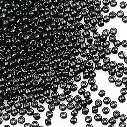 BALABEAD Opaque Black Color Loose Seed Beads About 4000pcs in Box 8/0 Glass Craft Seed Beads for Jewelry Making, Hole 0.7mm (Black)