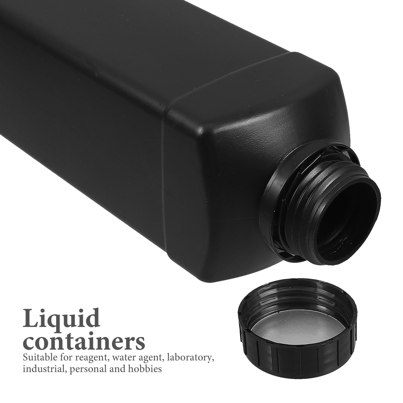 Bottiglia per Reagenti da Laboratorio 1000ml 2 Pezzi Contenitore Vuoto in Hdpe Nero con Superficie Liscia e Resistenza All'usura per Uso Scientifico