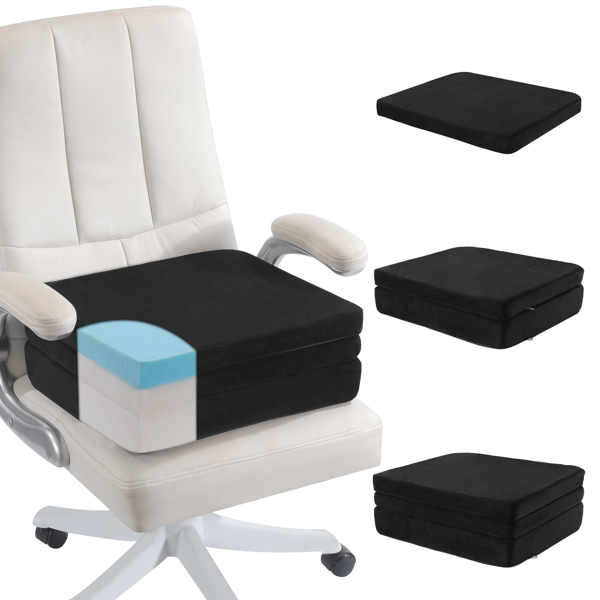 MABOZOO Height Adjustable Chair Cushions, 6 Inch Thick Office Chair Booster Seat Cushion to Raise Height, Extra Thick Seat Pad for Wheelchair, Home, Office, Car(17.7 * 15.7 * 6 Inch)