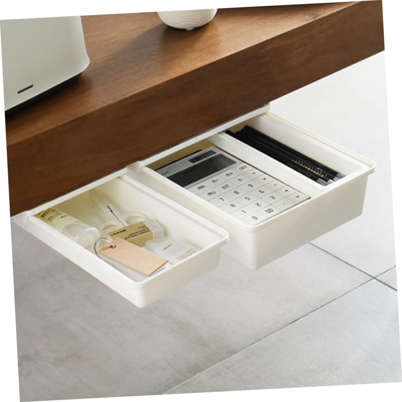 Gadpiparty Estuche Adhesivo Para Lápices Organizador De Artículos Cajón Debajo Mesa Contenedor De Papelería Caja Debajo Del Escritorio