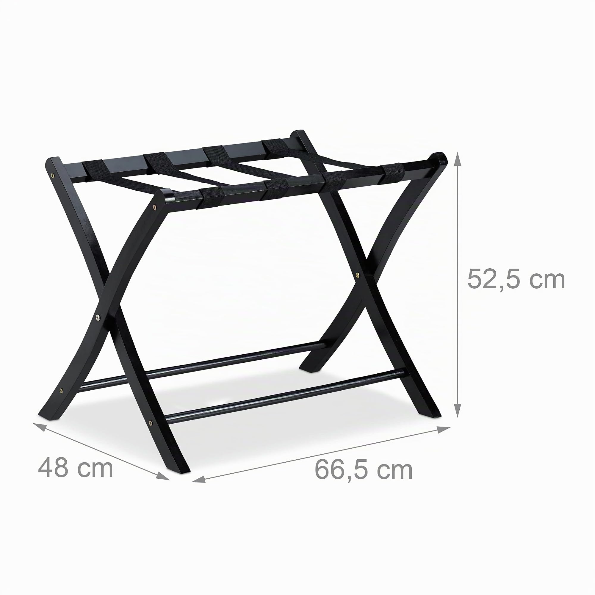 Relaxdays 10024306_46 Porte-Bagage Pose Valise, Noir, 52, 5 x 66, 5 x 48 cm