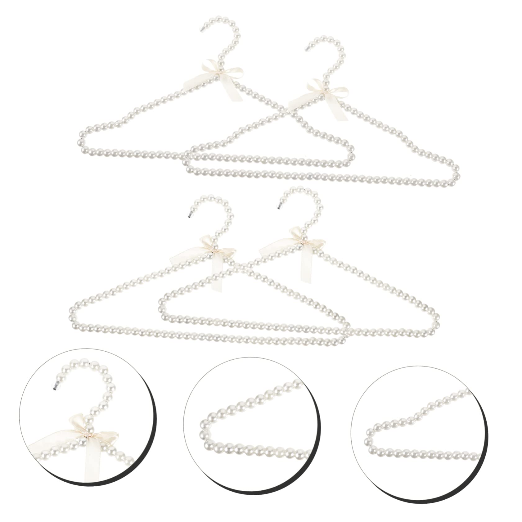 COHEALI 4 Piezas Perchas de Perlas para Ropa Perchas para Niñas Ornamento de Perla Exquisito de Princesa
