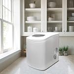 Glacier Blanc Countertop Portable Compact Ice Maker avec scoop, Machine à cube de glace, pour la fête du bureau d'intérieur, bateau RV