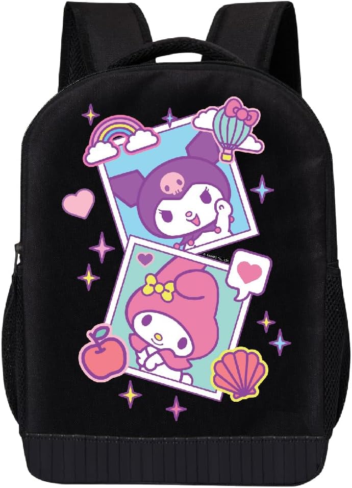 Sanrio Hello Kitty My Melody Kuromi Backpack Shoulder Bag for Girls, Boys, Toddlers - Cute 18" Inch Hello Kitty and Friends My Melody Kuromi Kids Backpack for School (Peace)