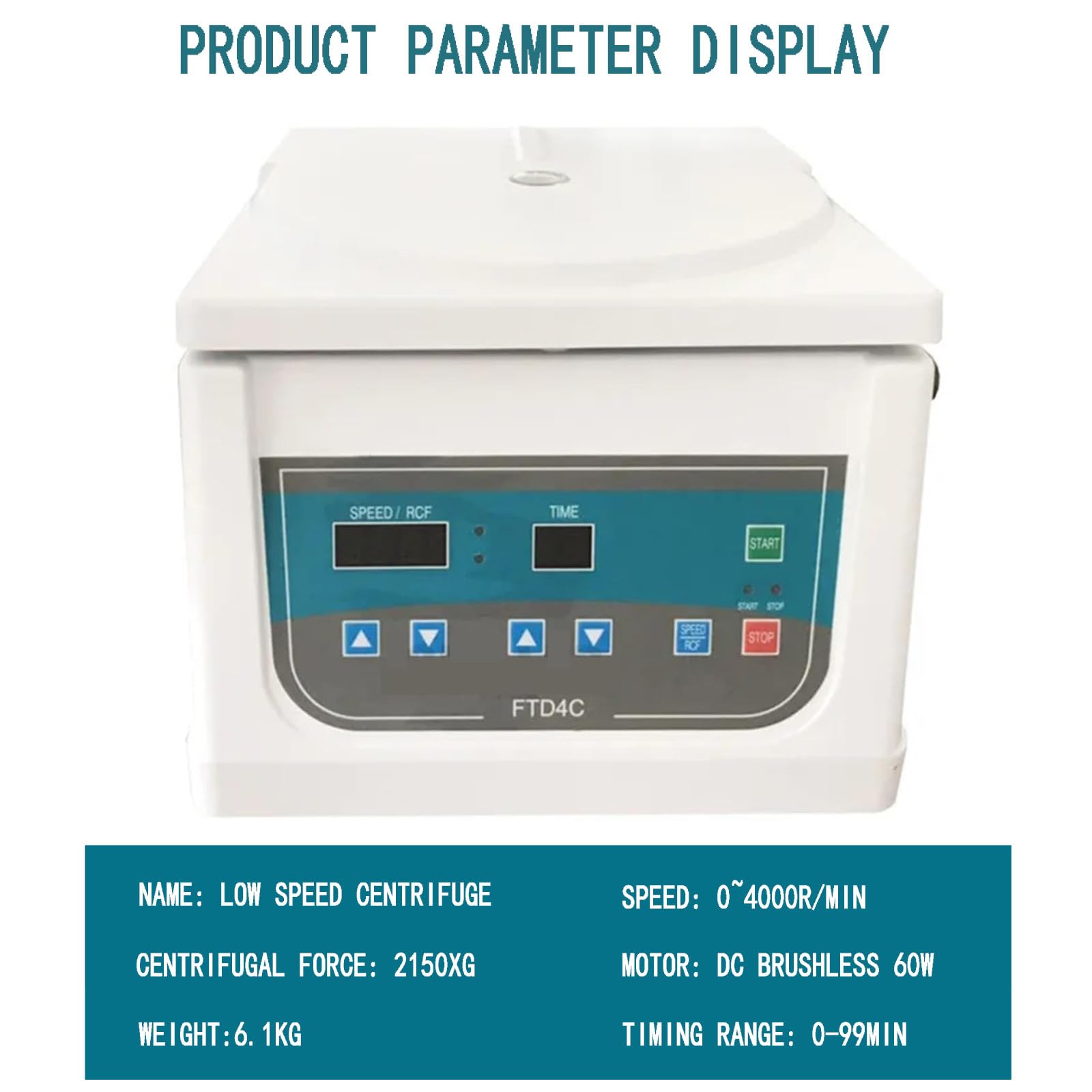 Centrifuga Professionale per Laboratorio E Clinica Prp, Centrifuga per Prp, Adatta per La Maggior Parte Delle Provette Prp - Rotore a 8 Posti per Provette Da 10 Ml E 15 Ml - Velocità 0-4000 Giri/Min