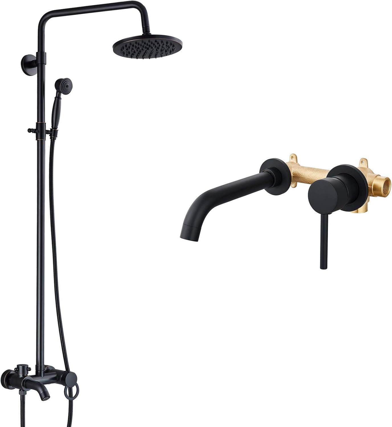 Oil Rubbed Bronze Shower Set 8Inch Rainfall Shower Head Sinlge handle