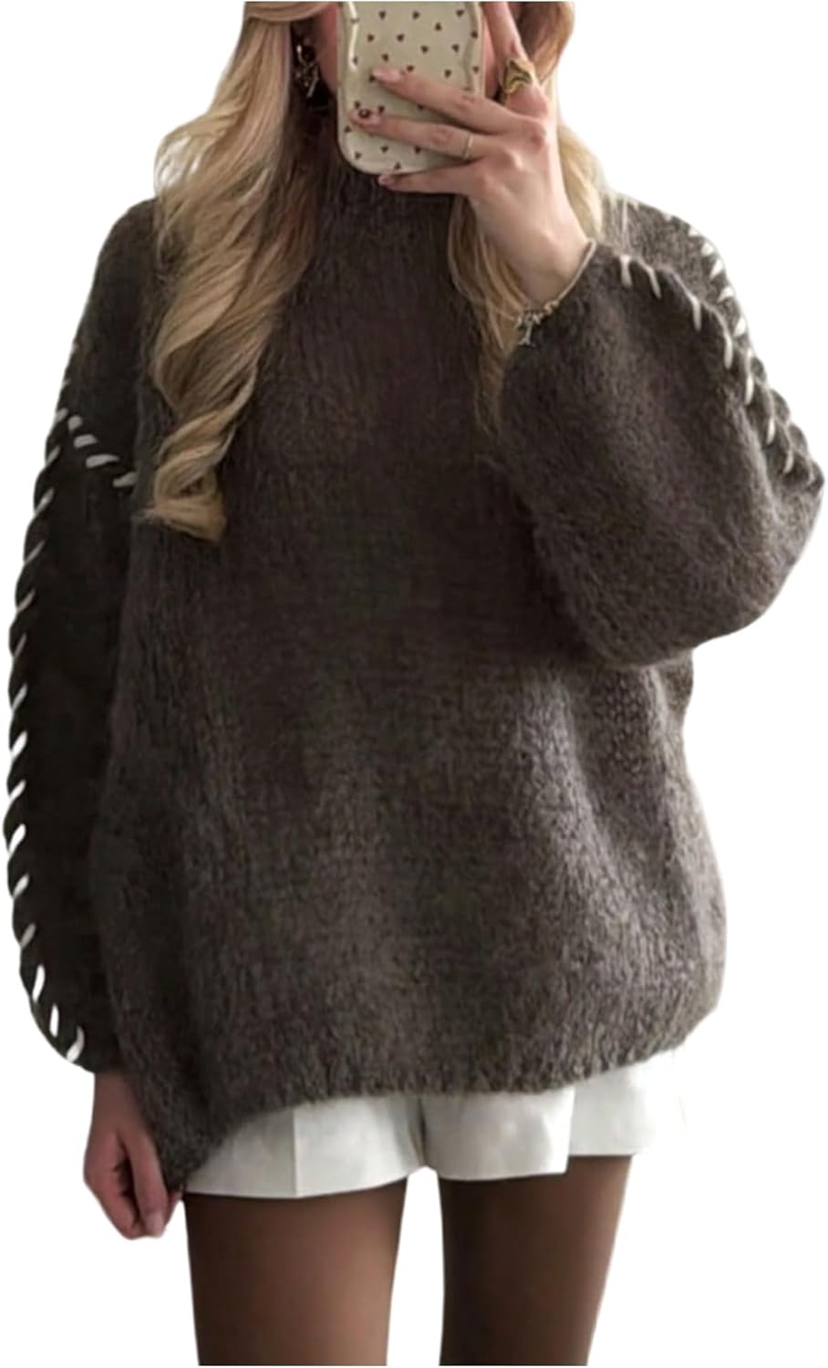 GORGLITTER Women's Chunky Cozy Oversized Sweater Tops Trendy Dressy Fall Long Sleeve Crew Neck Winter Pullover Tops