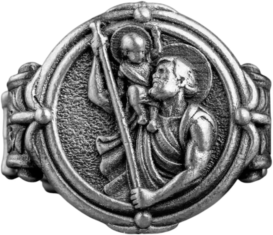 Saint Christopher Silver Ring, St Christopher Pinky Men Ring Jewlry, Faith Ring For Christian, Saint Christopher Religious Jewelry, Men Gift